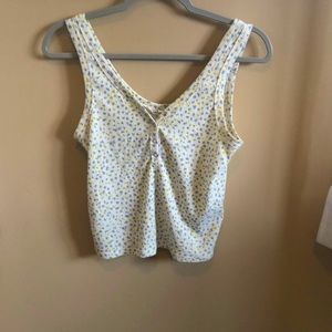 Tiny Floral Ribbed Tank Size Large